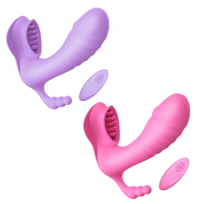Estimulador Clitoriano Angelina 7 Vibrações Com Penetrador E Controle Wirelles