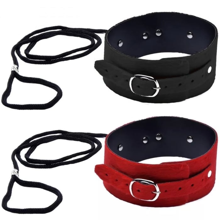 Coleira Pelúcia Com Guia Estirante 1mt  Dominatrix