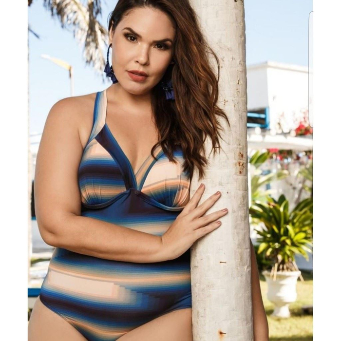 Maiô Plus Size Cruzado Estampado Pink Lingerie