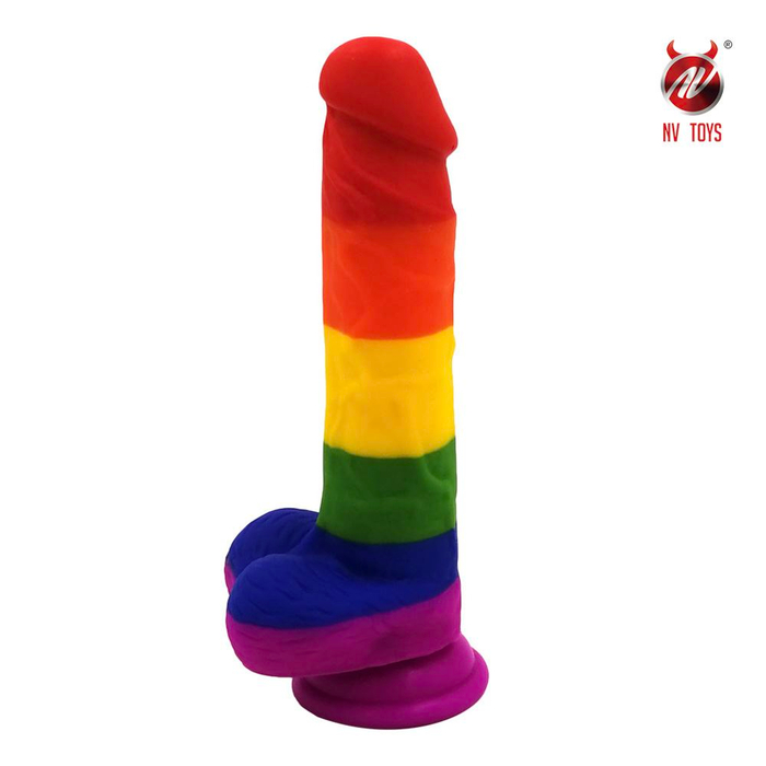 Prótese Rainbow Com Ventosa E Escroto Nv Toys