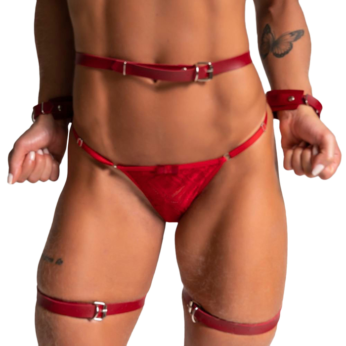 Harness Arreio De Couro Com Algemas Dominatrix