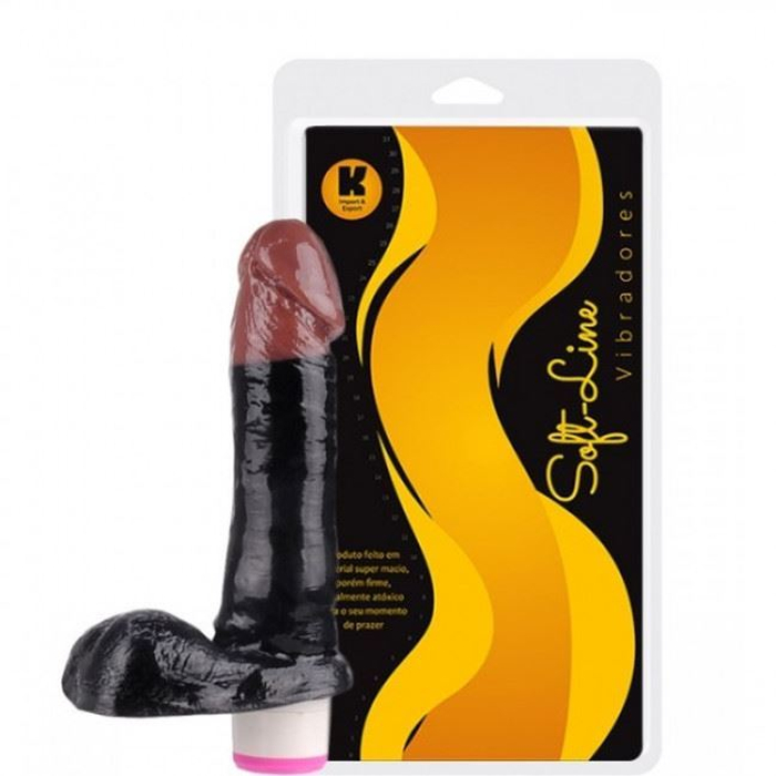 Protese Com Vibro E  Escroto Duo Color 17,5 X 3,8cm Ktoy