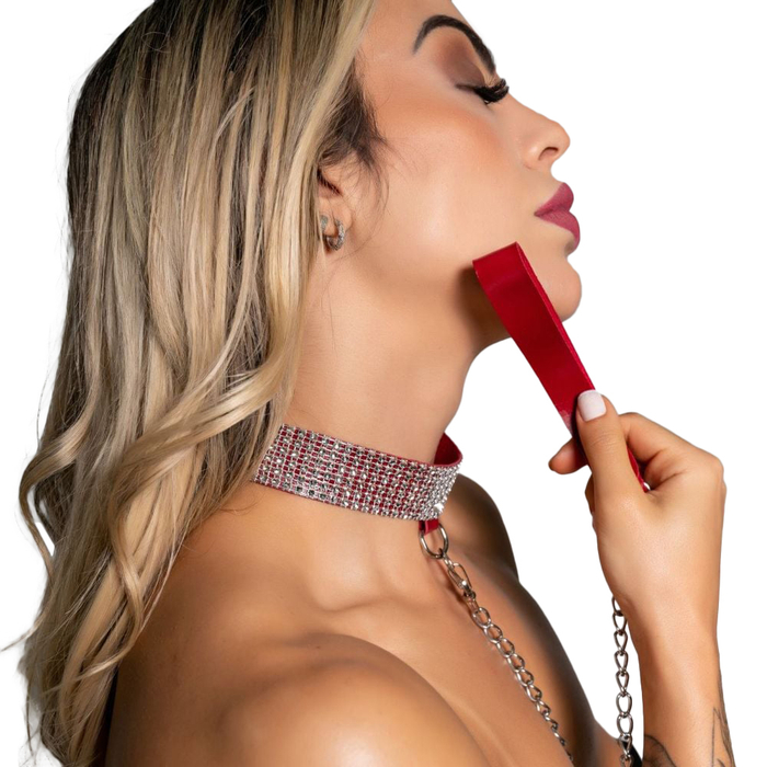 Choker Strass Com Guia Dominatrix