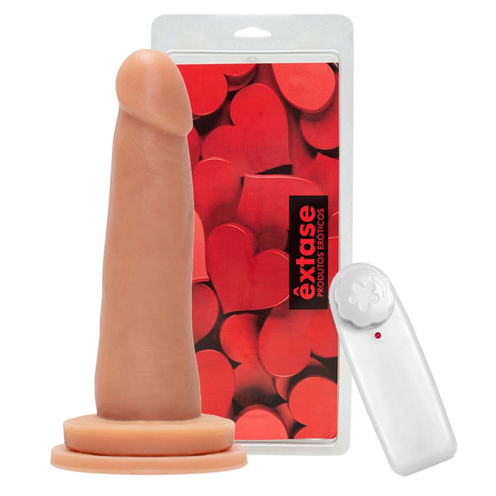 Prótese Maciça Com Vibro E Ventosa 14,8 X 3,6cm êxtase