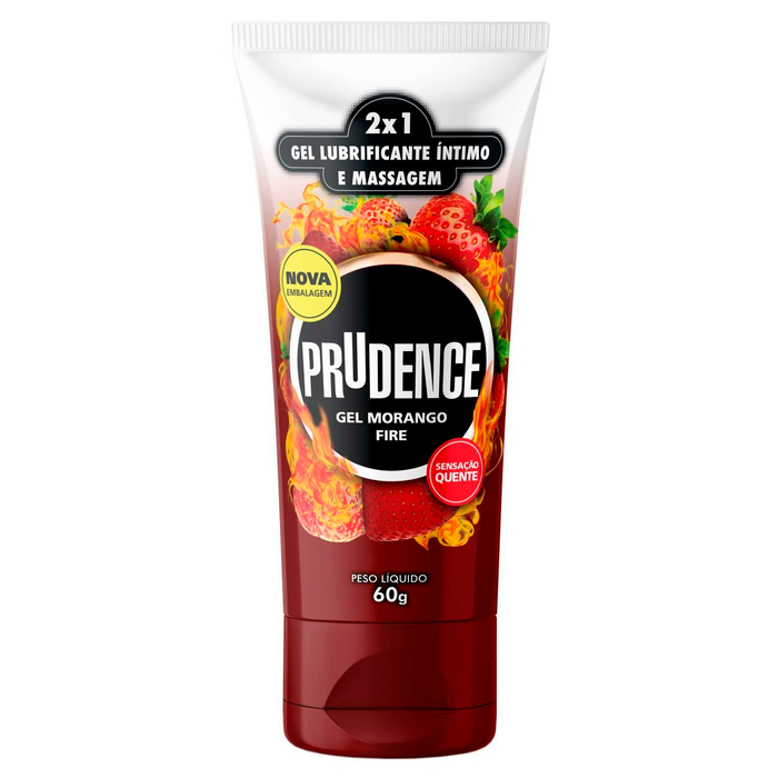 Lubrificante Morango Fire Em Gel 2x1 60ml Prudence