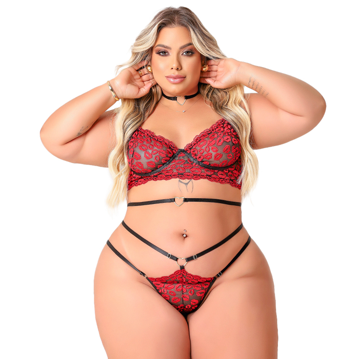 Conjunto Beijo Caliente Plus Size Coleção Kisses Tallyta Moda Apimentada