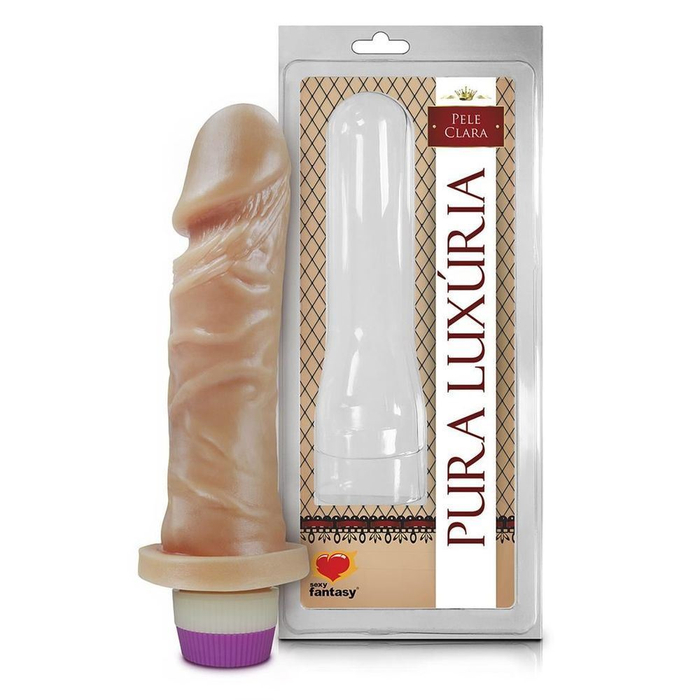 Pênis Realístico Com Vibro Interno 15,3 X 4cm Linha Pura Luxúria Sexy Fantasy