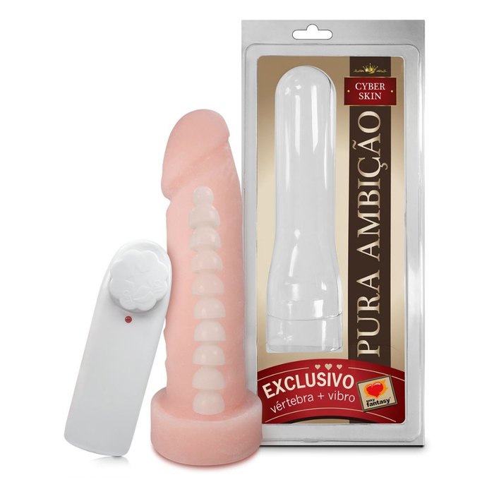 Prótese Em Cyberskin Com Vibro E Vértebra 16 X 4,5cm Linha Pura Ambição Sexy Fantasy