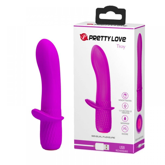 Vibrador Ponto G Com Estimulador Clitoriano Troy 12 Modos De Vibração Pretty Love