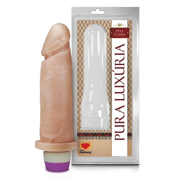 Pênis Realístico Com Vibro Interno 15,3 X 4,5cm Linha Pura Luxúria Sexy Fantasy