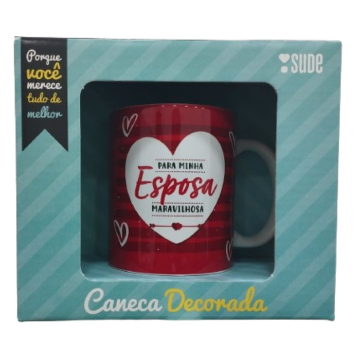 Caneca Decorada Minha Esposa Maravilhosa 300ml Sude Presentes