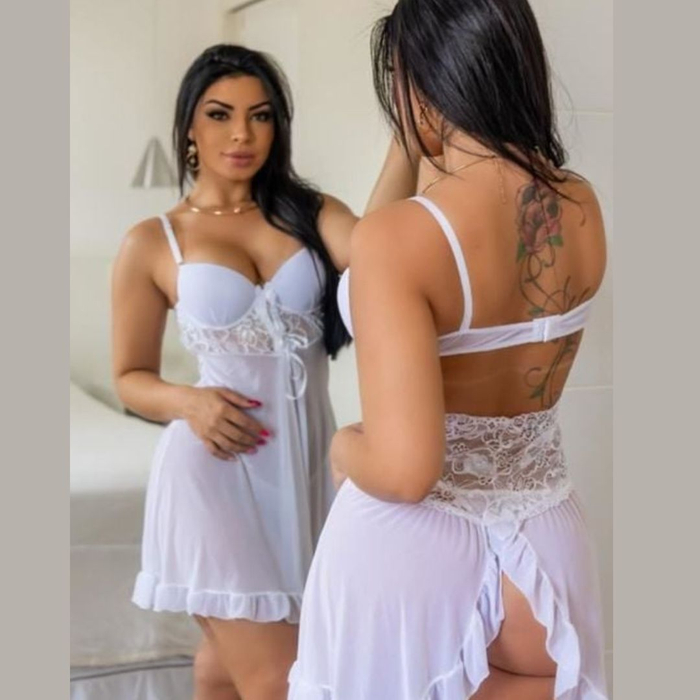 Camisola Sensual Com Renda E Passa Fita Cibele D Amor