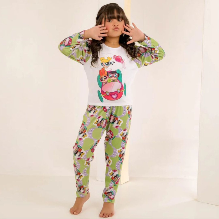 Pijama De Frio Infantil Feminino Meninas Poderosas Amável Moda íntima