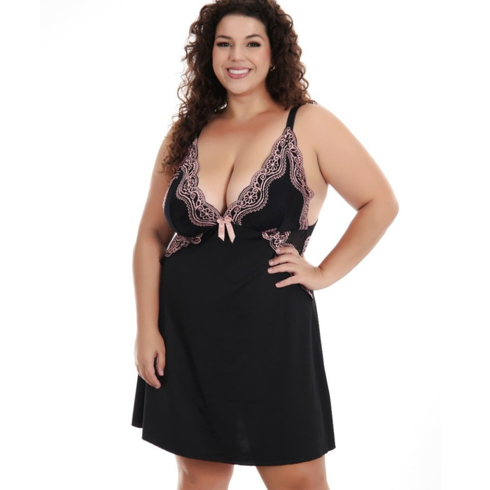 Camisola Bicolor Plus Size Com Renda Patitex