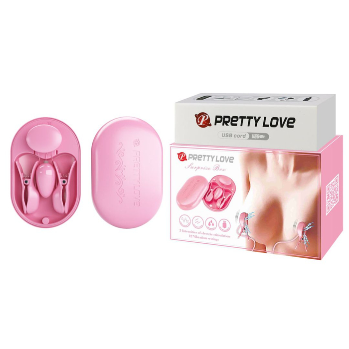 Estimulador De Mamilos 12 Vibrações Com Choque Surprise Box Pretty Love