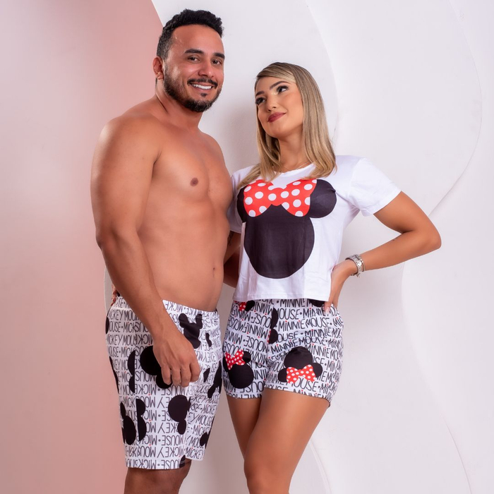 Kit Pijama Casal Estampa Mickey Mouse Amável Moda íntima