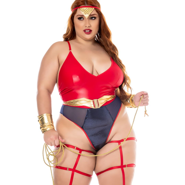 Fantasia Plus Size Mulher Maravilha Linha Heroínas Hot Flowers