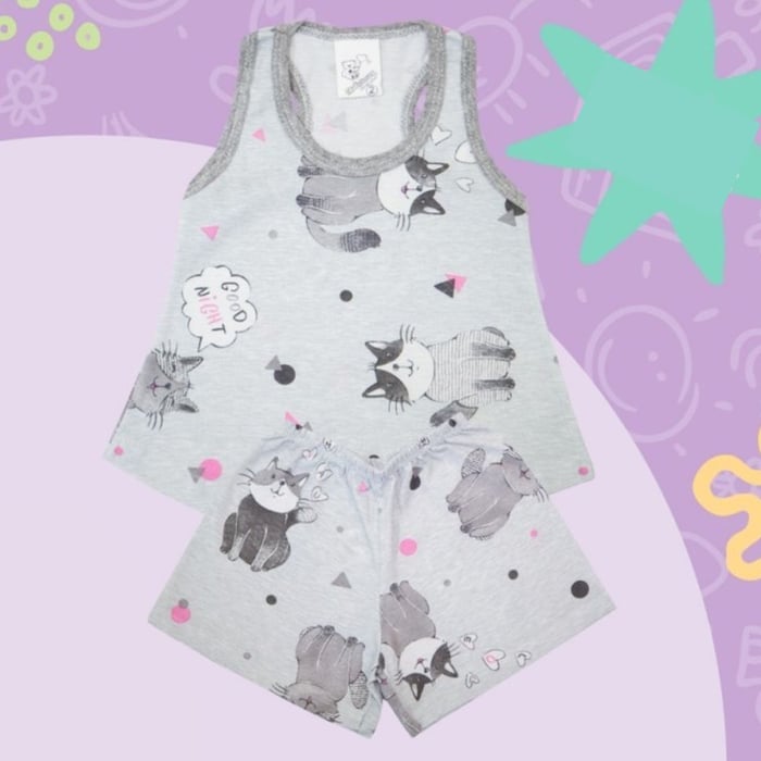 Pijama Baby Doll Feminino Regata Mafessoni Baby & Kids