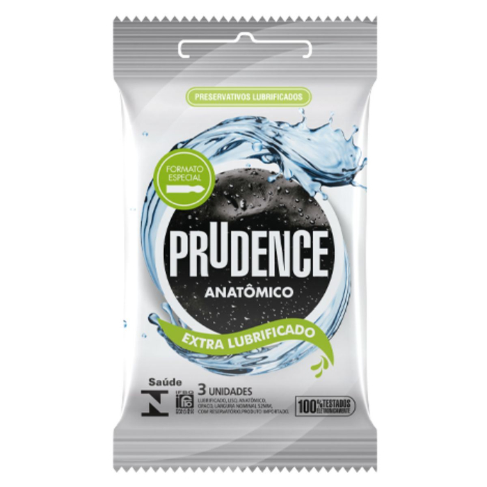 Preservativo Anatômico Extra Lubrificado 3 Unidades Prudence