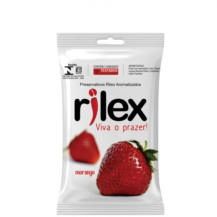 Preservativo Aromatizado De Morango 3 Unidades Rilex