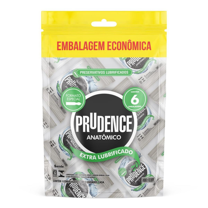 Preservativo Anatômico Extra Lubrificado Embalagem Econômica 6 Packs Prudence