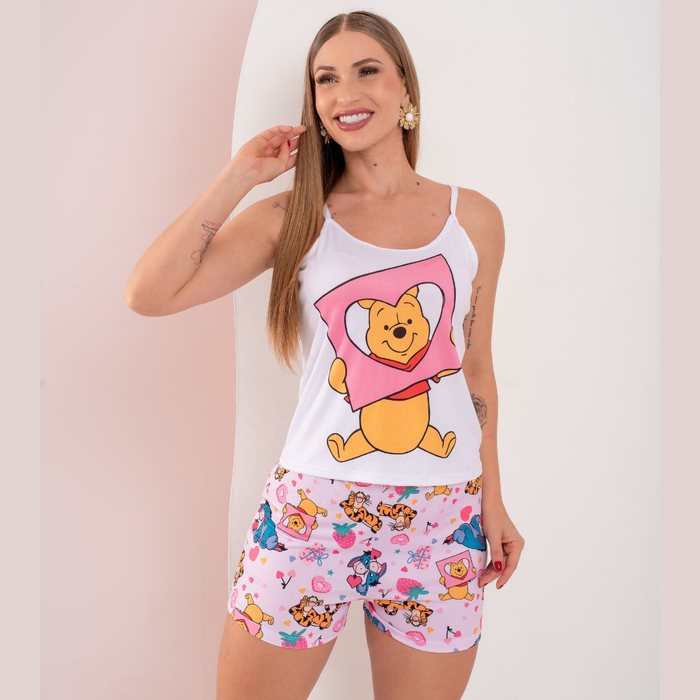 Short Doll Regatinha Ursinho Pooh E Amigos Amável Moda íntima