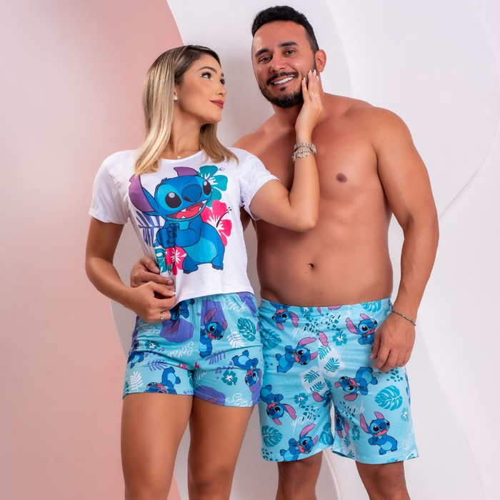 Kit Casal Pijama Estampa Lilo Amável Moda íntima