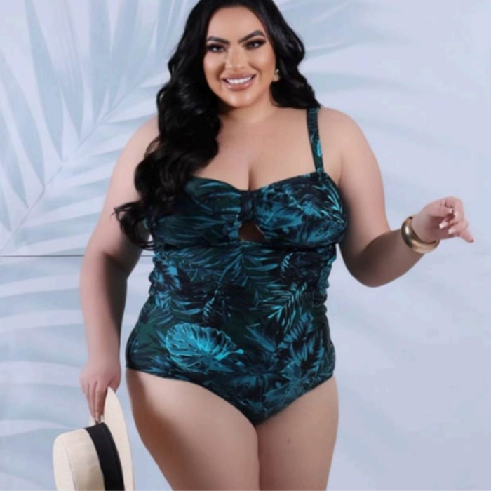 Maiô Plus Size Karina Estampado Sem Bojo Costa Do Mar