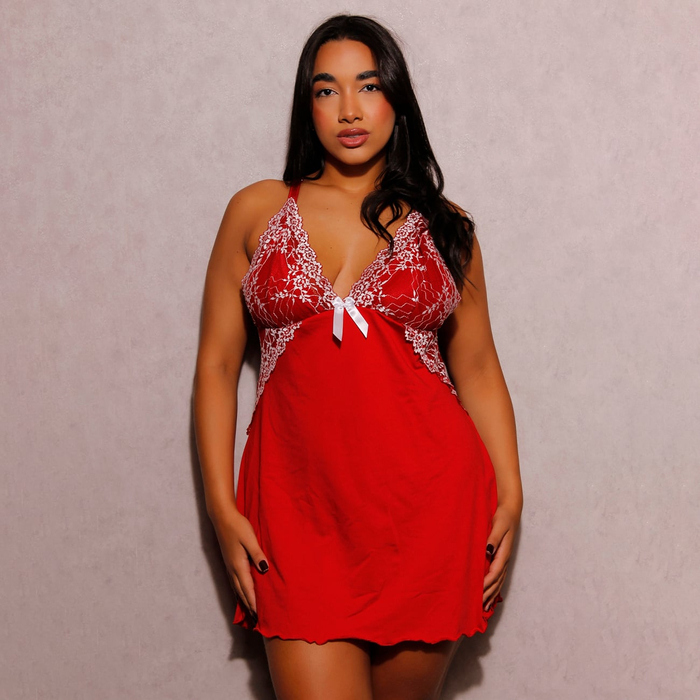 Camisola Bicolor Plus Size Com Renda Patitex