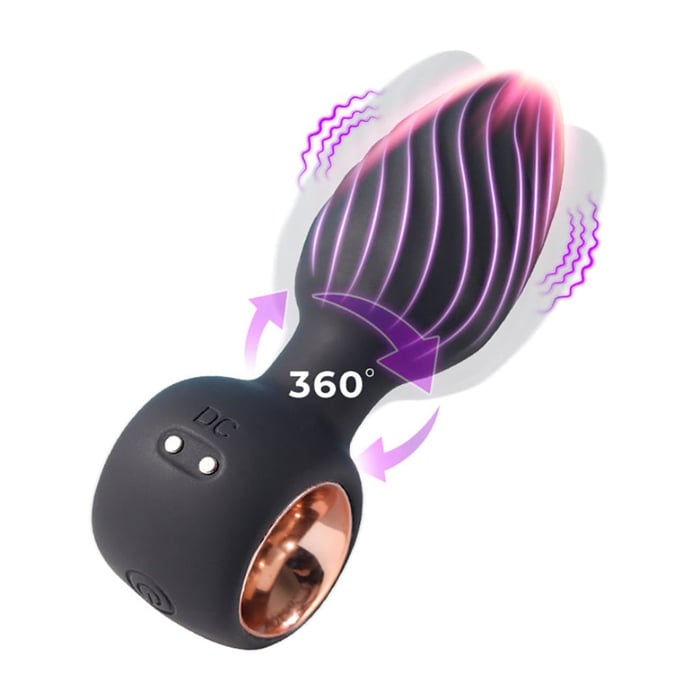 Plug Anal Em Silicone 9 Modos De Vibração E Rotação Com Controle Remoto Sem Fio