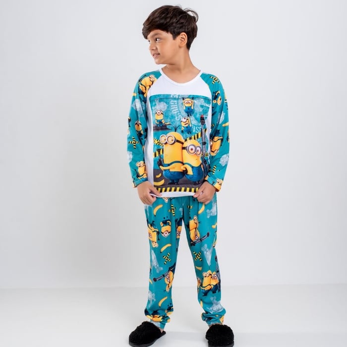 Pijama De Frio Infantil Masculino Minions Amável Moda íntima