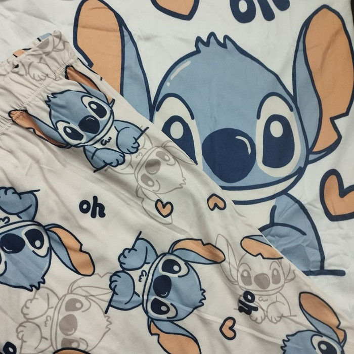 Pijama Sonho Plus Size Com Calça E Camiseta Stitch Ohana Amável