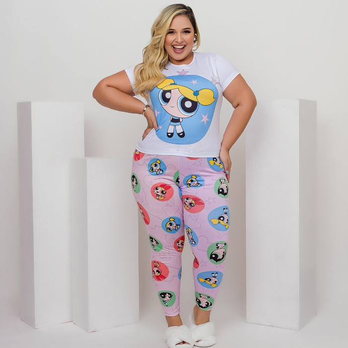 Pijama Sonho Plus Size Com Calça E Camiseta Lindinha Amável