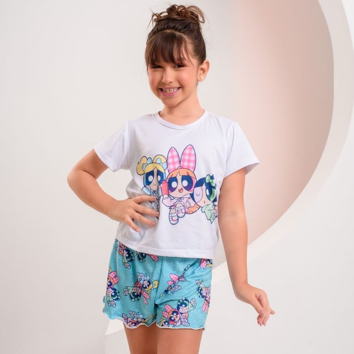 Pijama Conforto Infantil Meninas Superpoderosas Amável Moda íntima