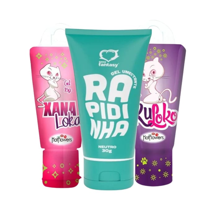 Kit Com Gel Xana Loka Gel Umectante Rapidinha Neutro E Gel Kuloko
