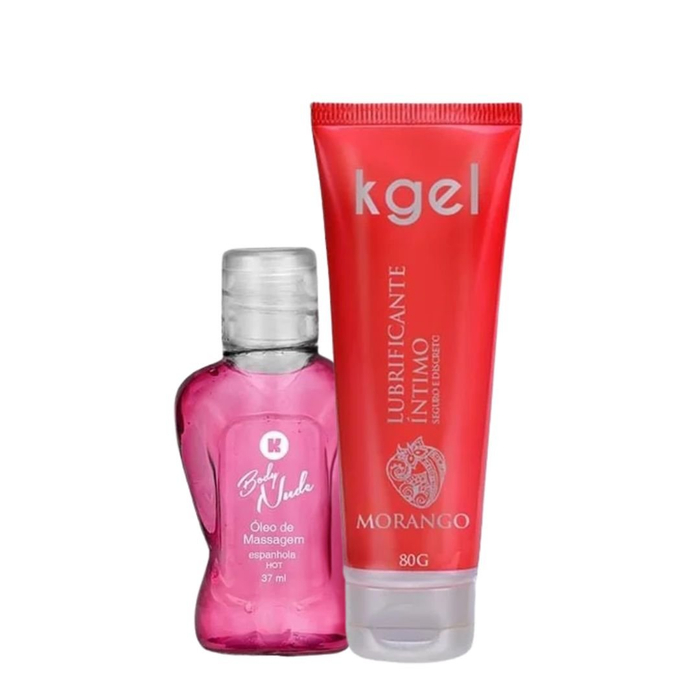 Kit Com óleo De Massagem Espanhola Hot E Lubrificante íntimo Morango K-gel