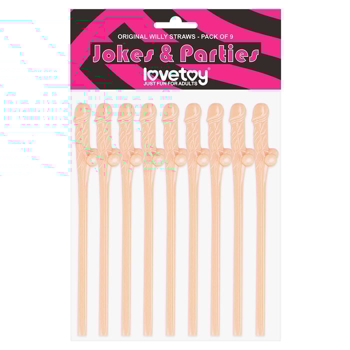 Kit Com 9 Canudos Pênis Original Willy Straws Vibe Toys