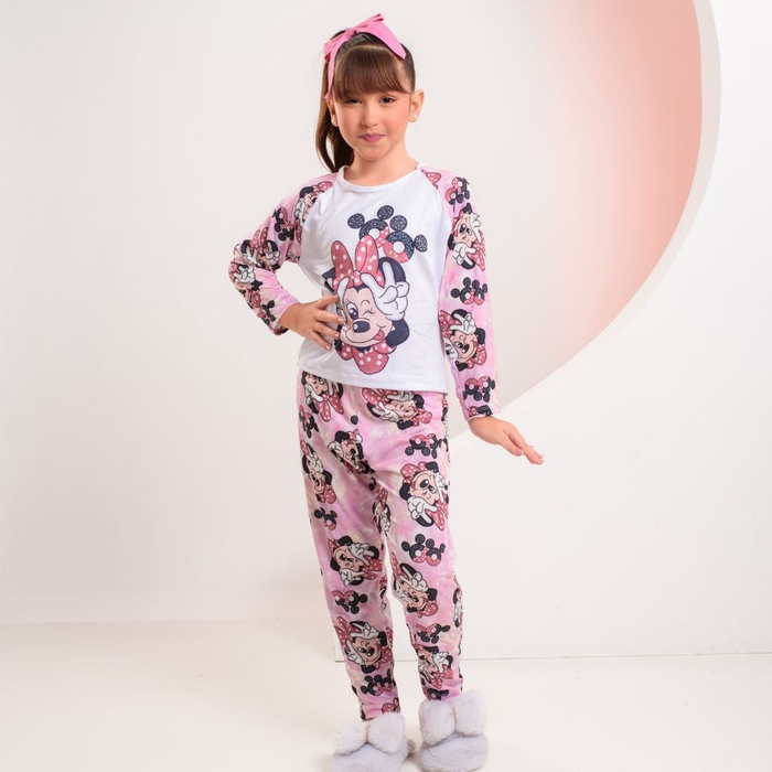 Pijama De Frio Infantil Feminino Minnie Amável Moda íntima
