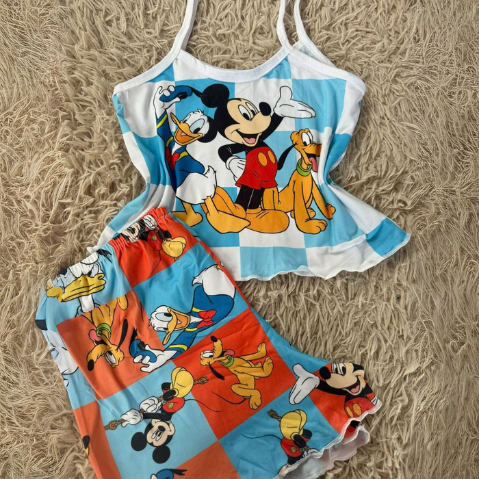 Baby Doll Estampado Personagem Turma Do Mickey Bill Pijamas