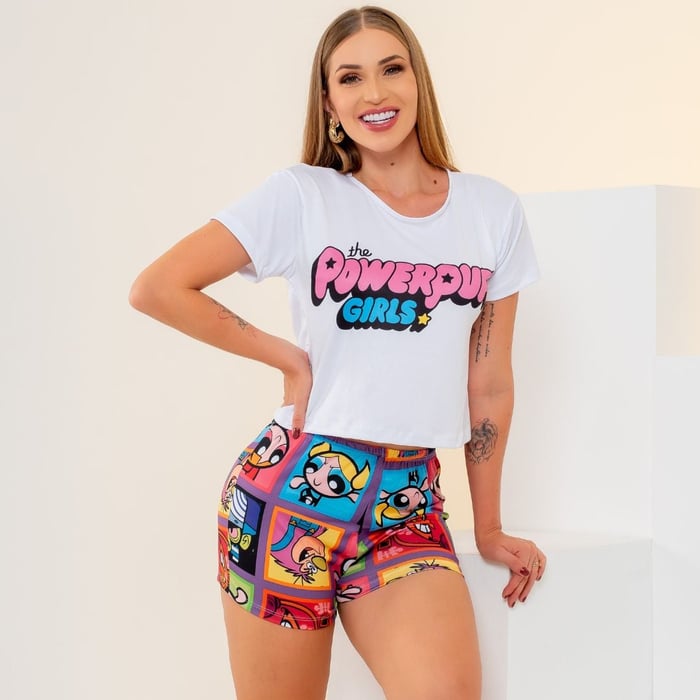 Short Doll Estampado Meninas Superpoderosas Amável