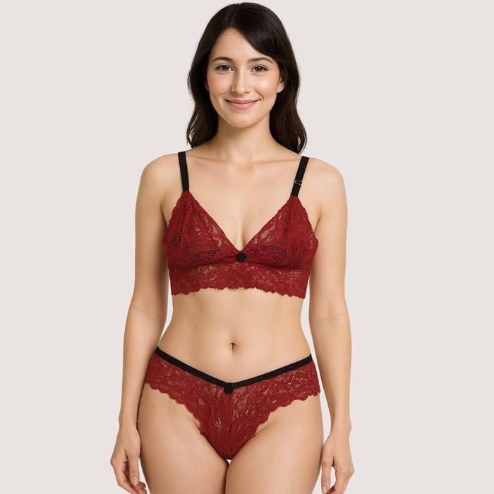 Conjunto Sensual Em Renda Com Calcinha Calesson Mil Toques