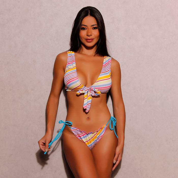 Biquíni Adulto Estampado Com Nó Frontal