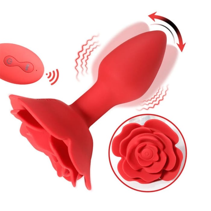 Plug Anal Flower Em Silicone 10 Modos De Vibração E Rotação