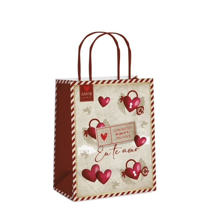 Sacola Para Presente M Amor Real Estampada Cromus