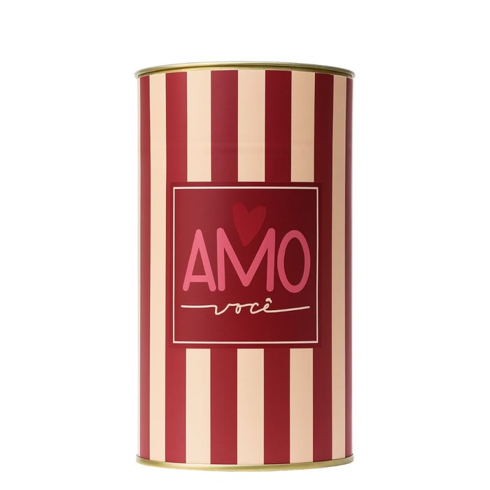 Lata Para Ovo De Páscoa Rígida Listrada 350g Amo Você Cromus