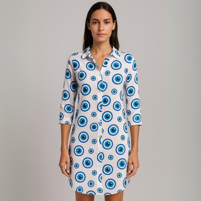 Saída De Praia Camisão Chemize Estampa Olho Grego Hangar Lingerie