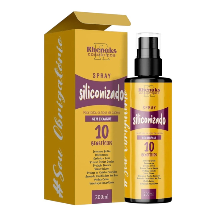 Spray Siliconizado Sem Enxague 10 Benefícios 200ml Rhenuks