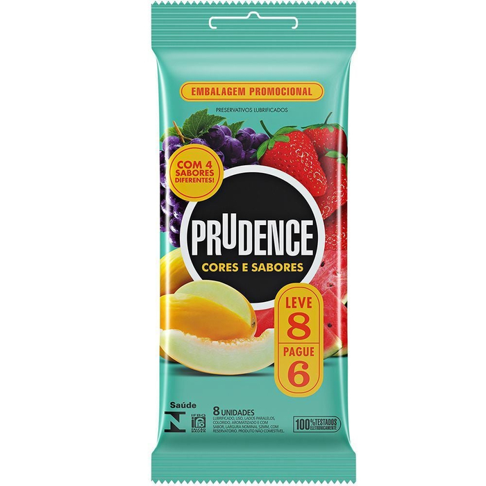 Preservativos Mix Cores E Sabores Leve 8 Pague 6 Unidades Prudence