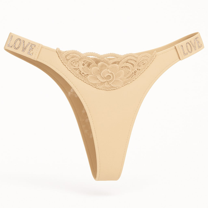 Calcinha Fio Dental Love Corte A Laser E Detalhe De Renda