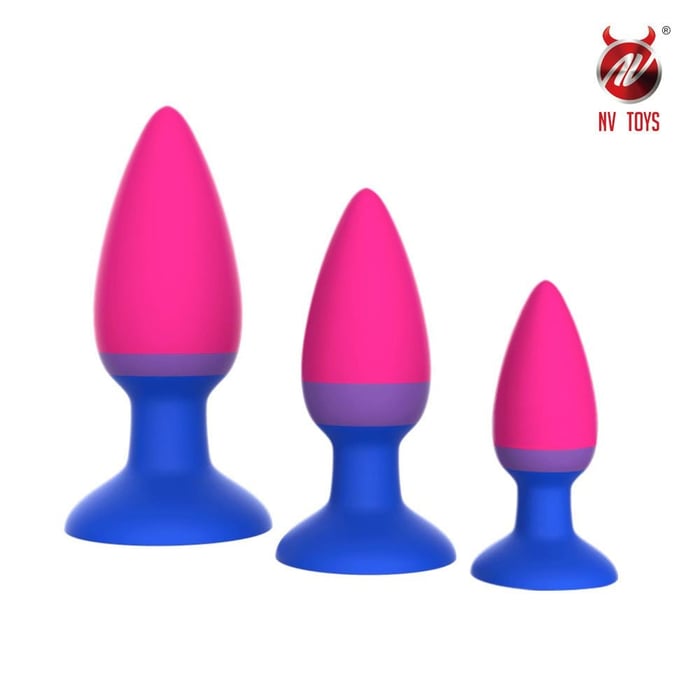 Kit Plug Anal De Silicone Com Ventosa Nv Toys